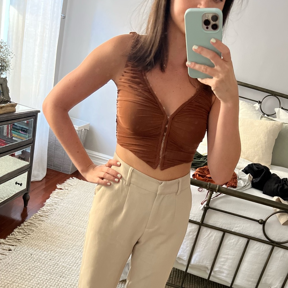 Tic Toc Brown Crop Top
